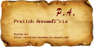 Prelich Annamária névjegykártya